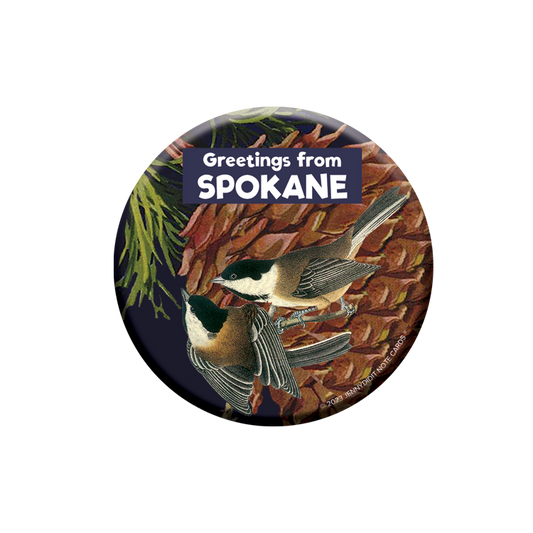 Spokane WA Pinecone & Chickadee Magnet