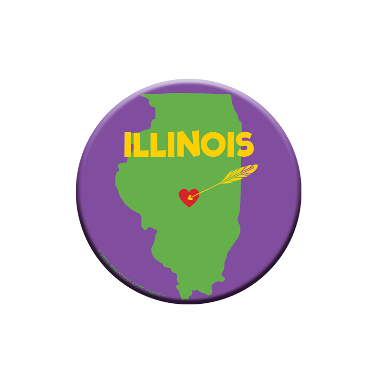 IL Heart Map Magnet