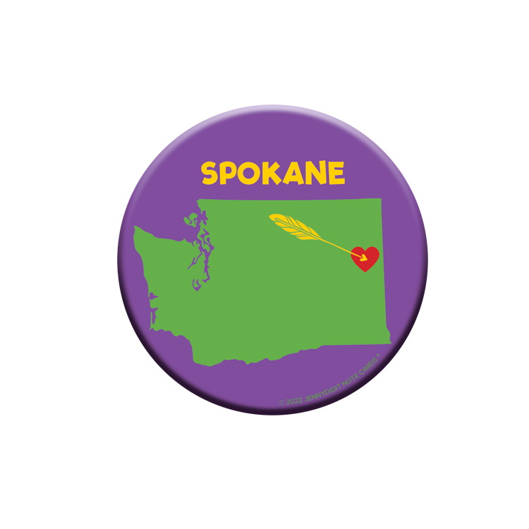 WA Spokane Map Magnet
