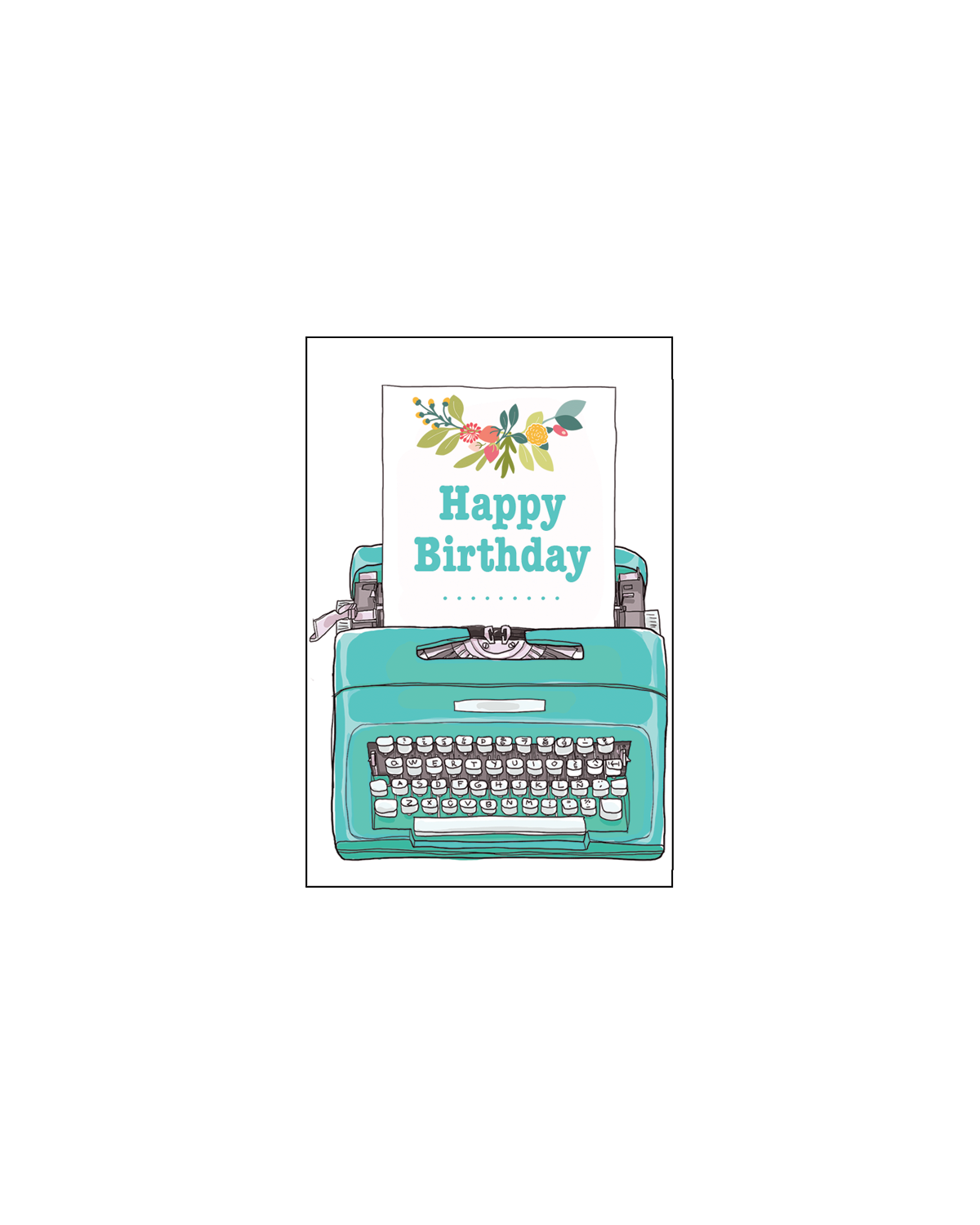 Birthday Green Typewriter Gift Enclosure Card